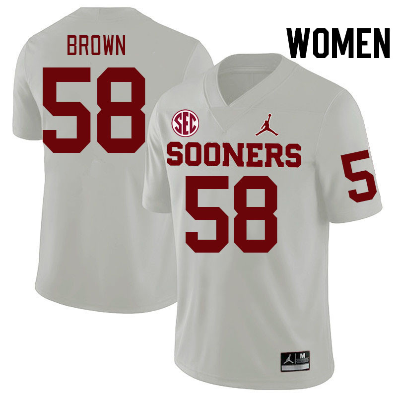 Women #58 Spencer Brown Oklahoma Sooners 2024 SEC Conference College Football Jerseys-White